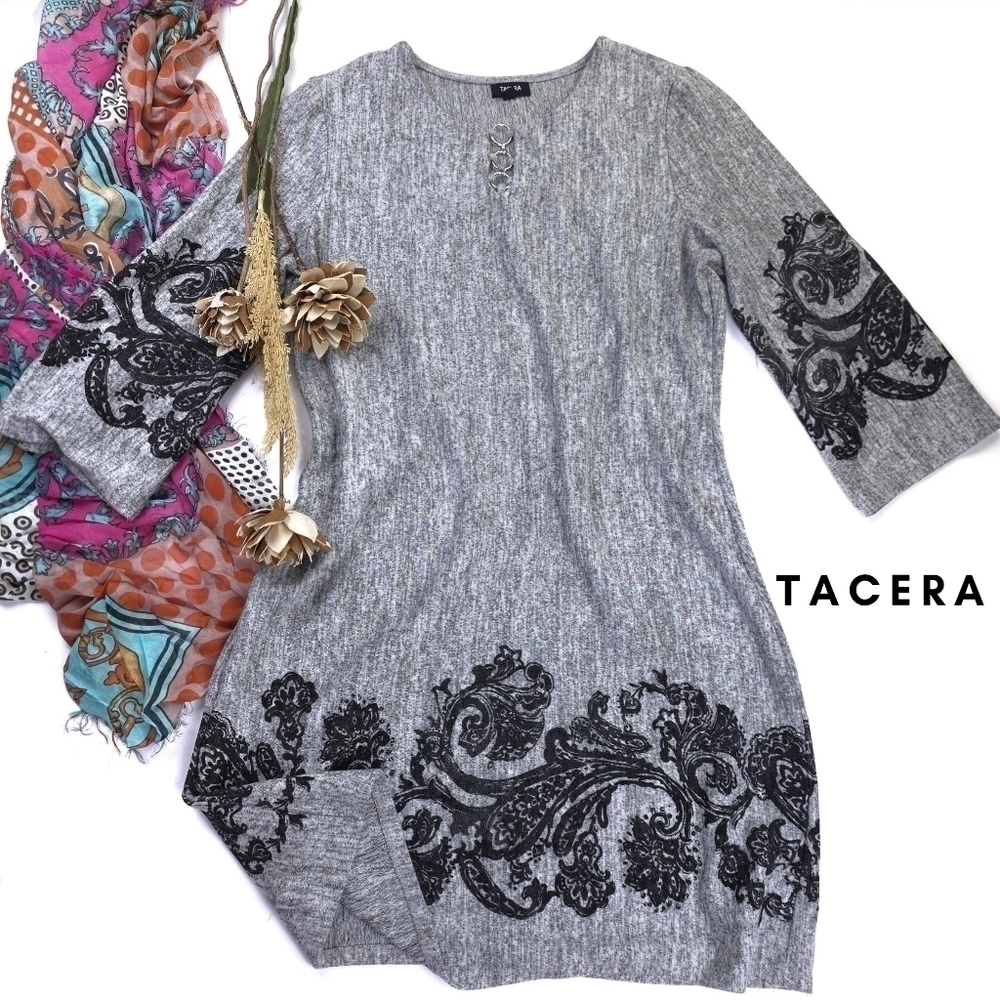 Tacera Gray and Black Women's Dress Sz XL